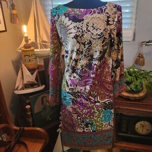 Beige by eci Multicolor Long Sleeve Dress